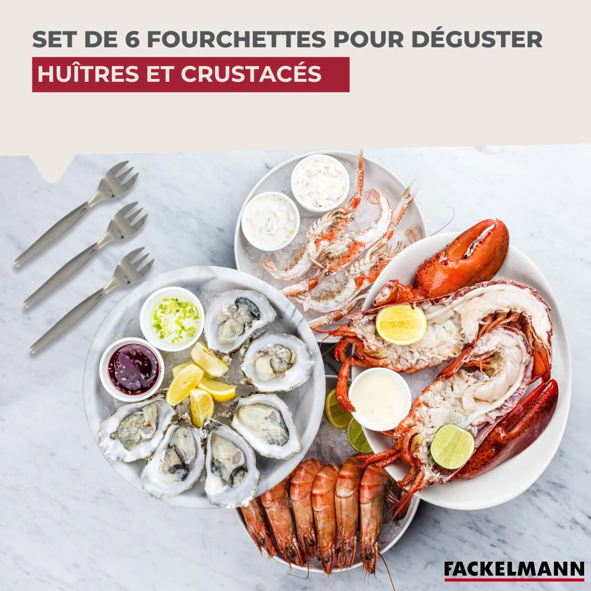 Lot de 6 fourchettes à huîtres 12,5 cm Fackelmann