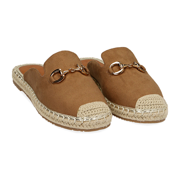 Espadrillas cognac in microfibra