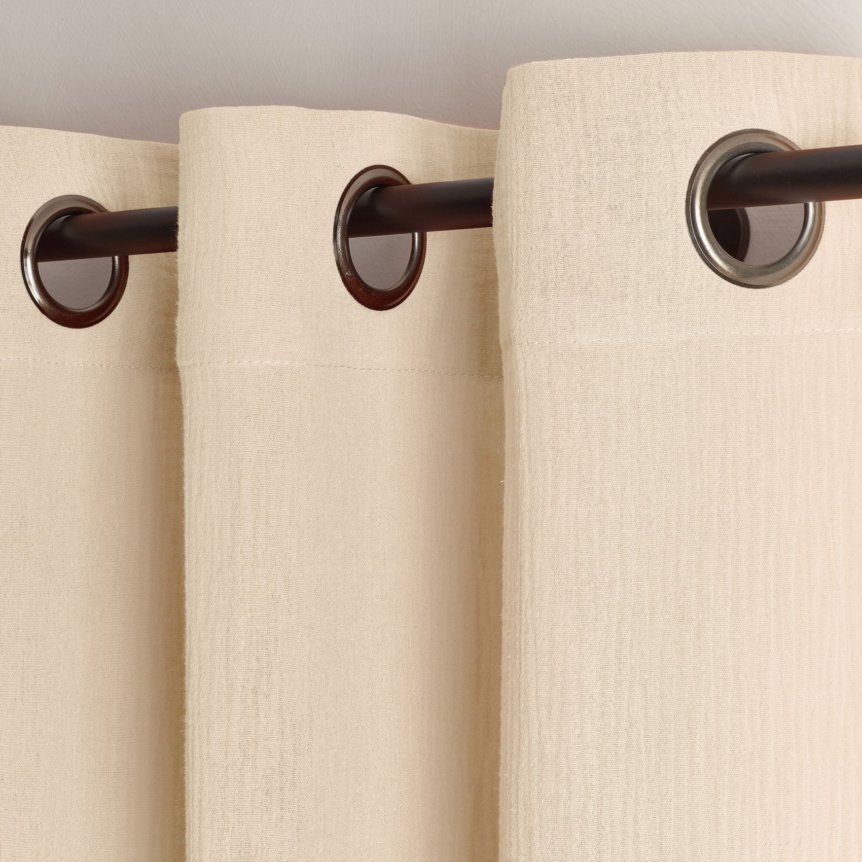 Rideau en gaze de coton tamisant à oeillets - Naturel