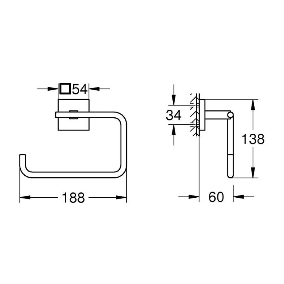 GROHE QuickFix - Start Cube - Anneau porte-serviette - Finition Chromée 40975000 (à visser ou à coller)