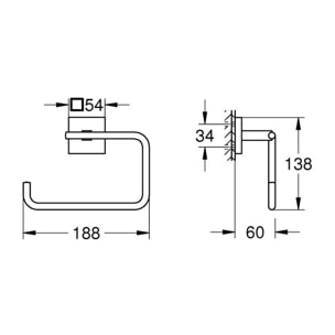 GROHE QuickFix - Start Cube - Anneau porte-serviette - Finition Chromée 40975000 (à visser ou à coller)