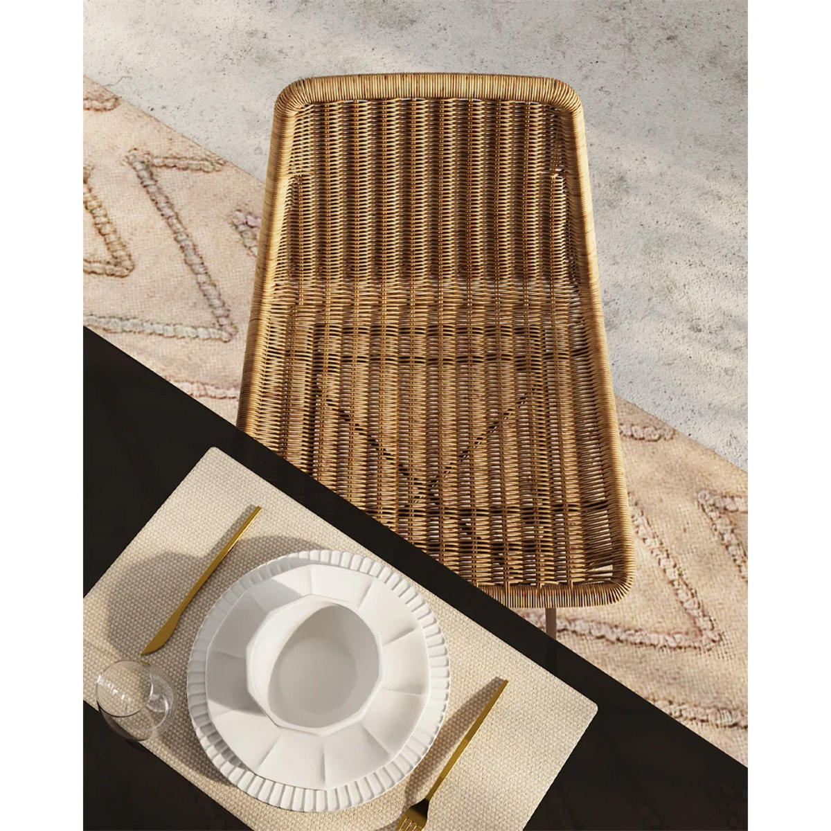 Lot de 2 chaises de bar mi-hauteur 63 cm en résine tressée marron - Mandya