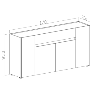 Credenza Moderna Madia In Melaminico Con 4 Ante E 1 Cassetto Mobile Contenitore Sala Pranzo Soggiorno Design Senza Maniglie 170x85x40 cm Noce Chiaro