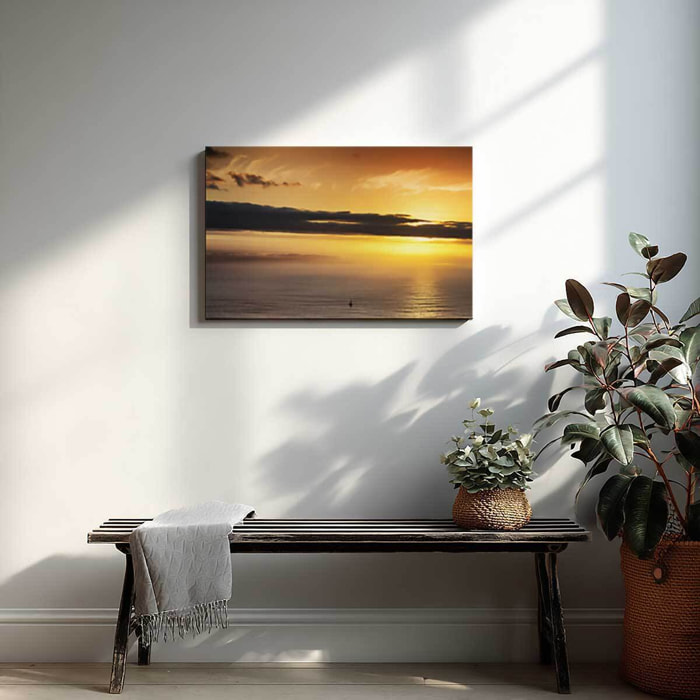 Tableau coucher de soleil sur la mer Calme plat Toile imprimée