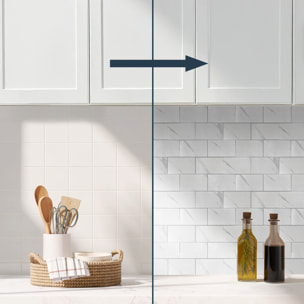 Crédence adhésive murale 3D  - Effet carrelage 4 pièces - Blanc