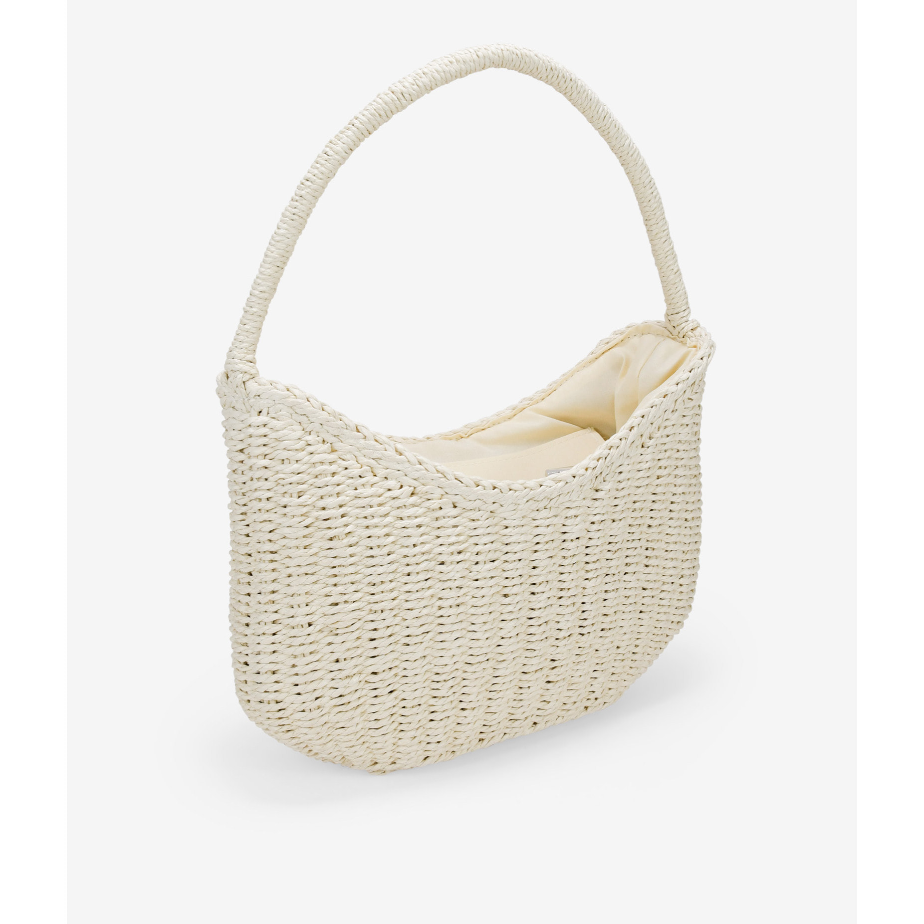 Bolso de hombro beige en rafia