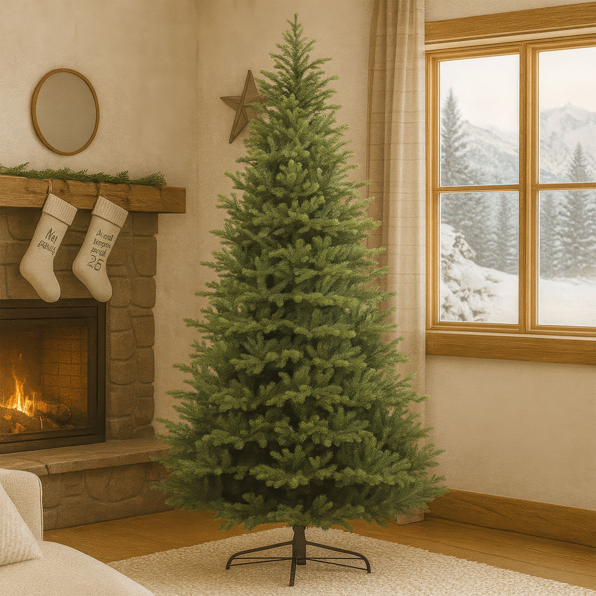 Amstel - Albero di Natale effetto realistico in PE e PVC ø142x210H, 1910 Punte