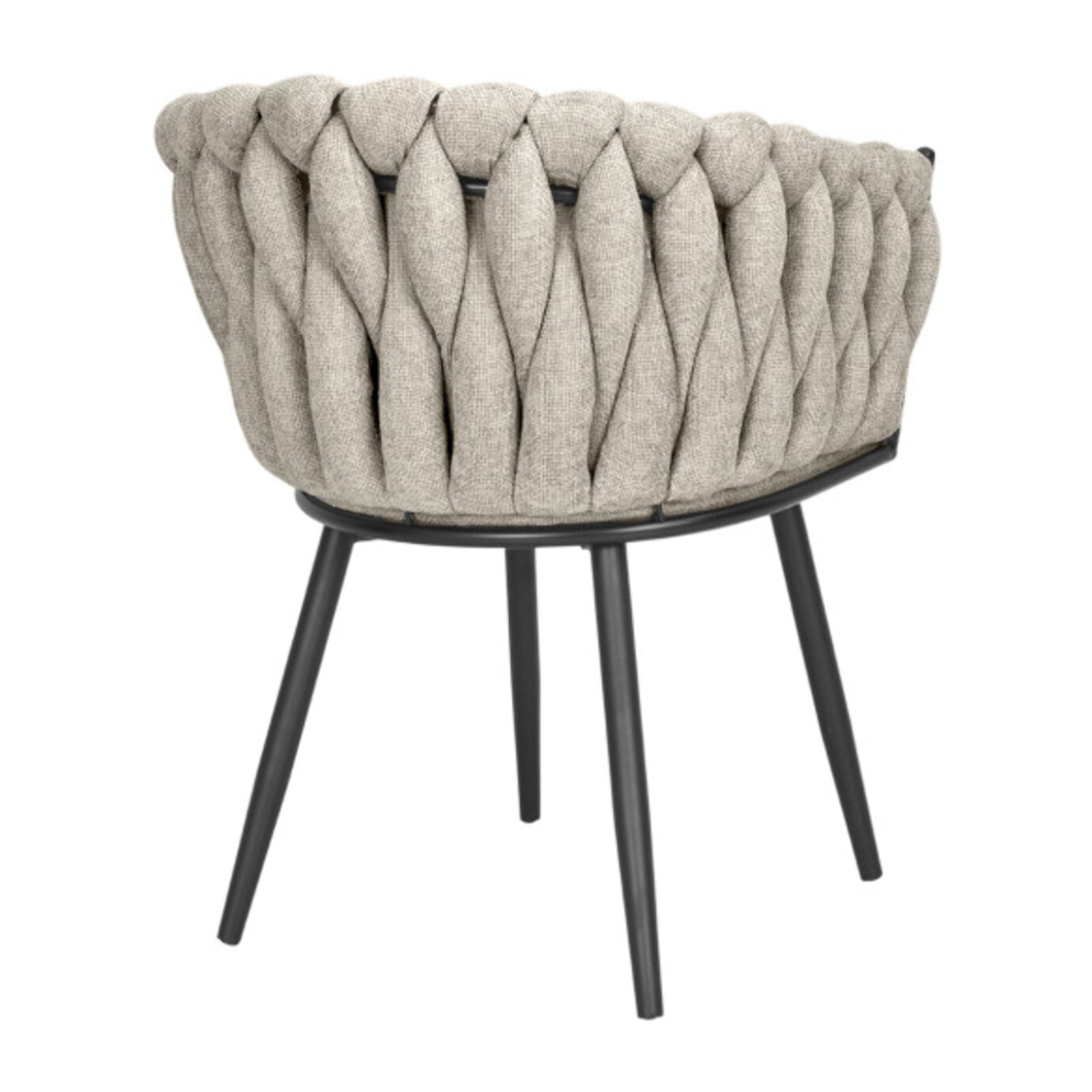 Chaise en tissu maille tressé matelassé avec accoudoirs - MELODIE 2