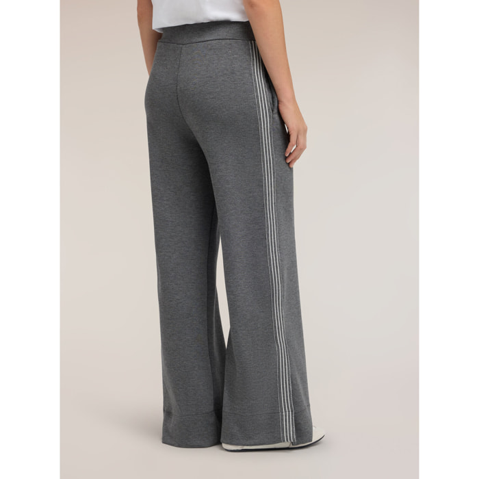 Motivi - Pantalones palazzo de punto con bandas a rayas - Gris