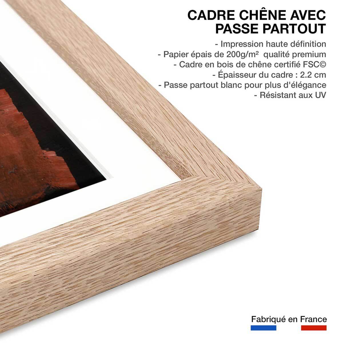 Affiche abstrait art primitif Affiche + cadre en bois - Chêne