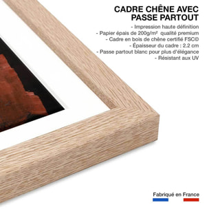 Affiche abstrait art primitif Affiche + cadre en bois - Chêne