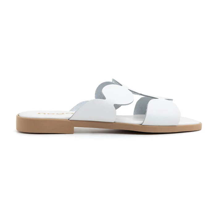 Ciabatta geometric cut in vera pelle - BIANCO