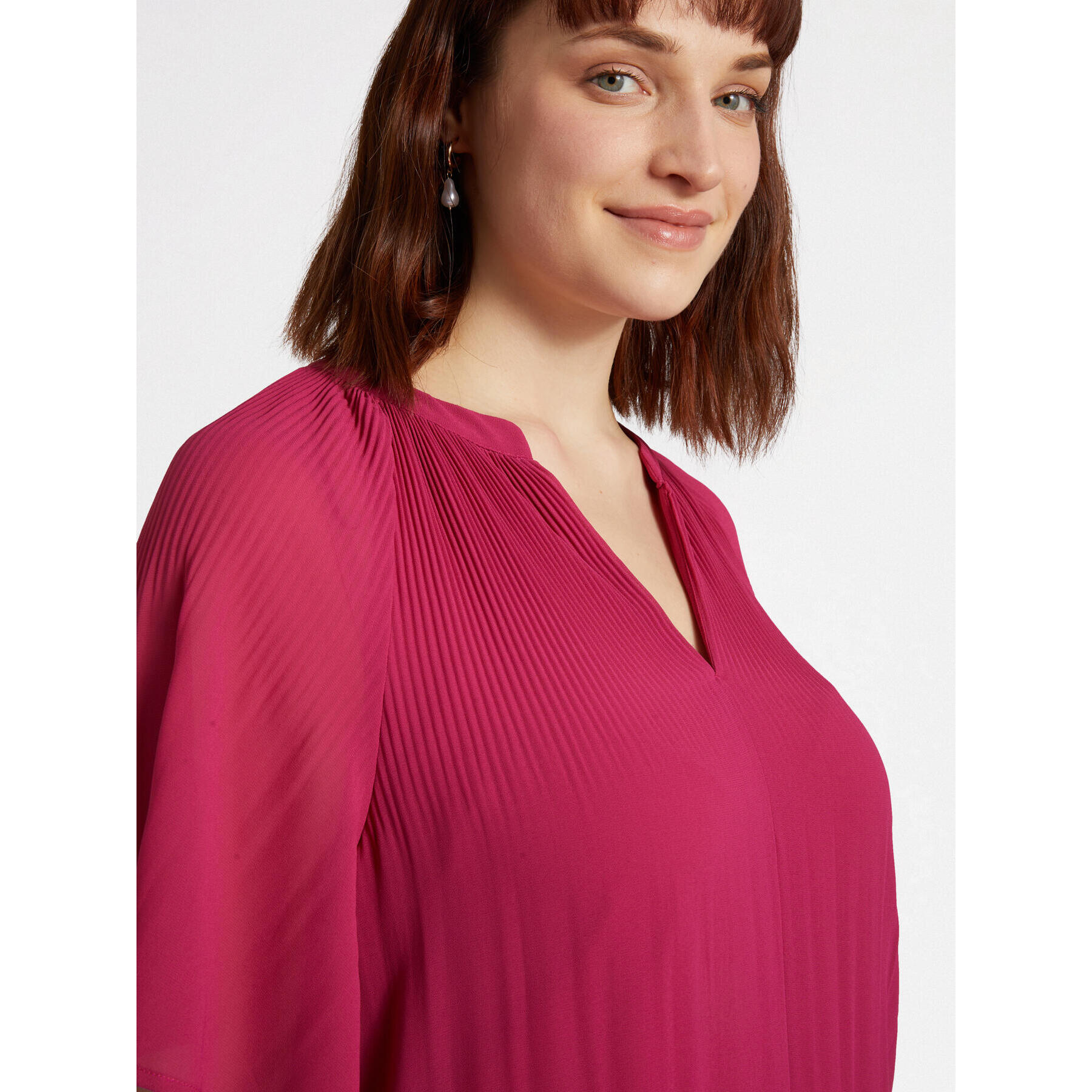 Fiorella Rubino - Blusa plisada con escote en pico - Rojo