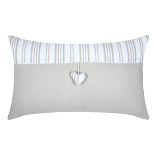 Coussin décoratif coeur - Ecru