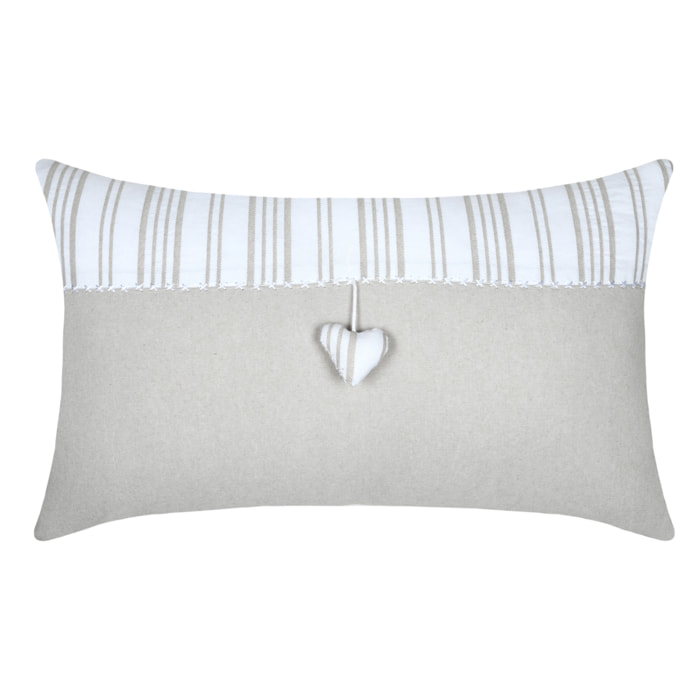 Coussin décoratif coeur - Ecru