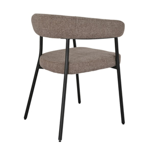 Sadie - lot de 2 chaises FSC  100% en tissu texturé - pieds en acier - Marron