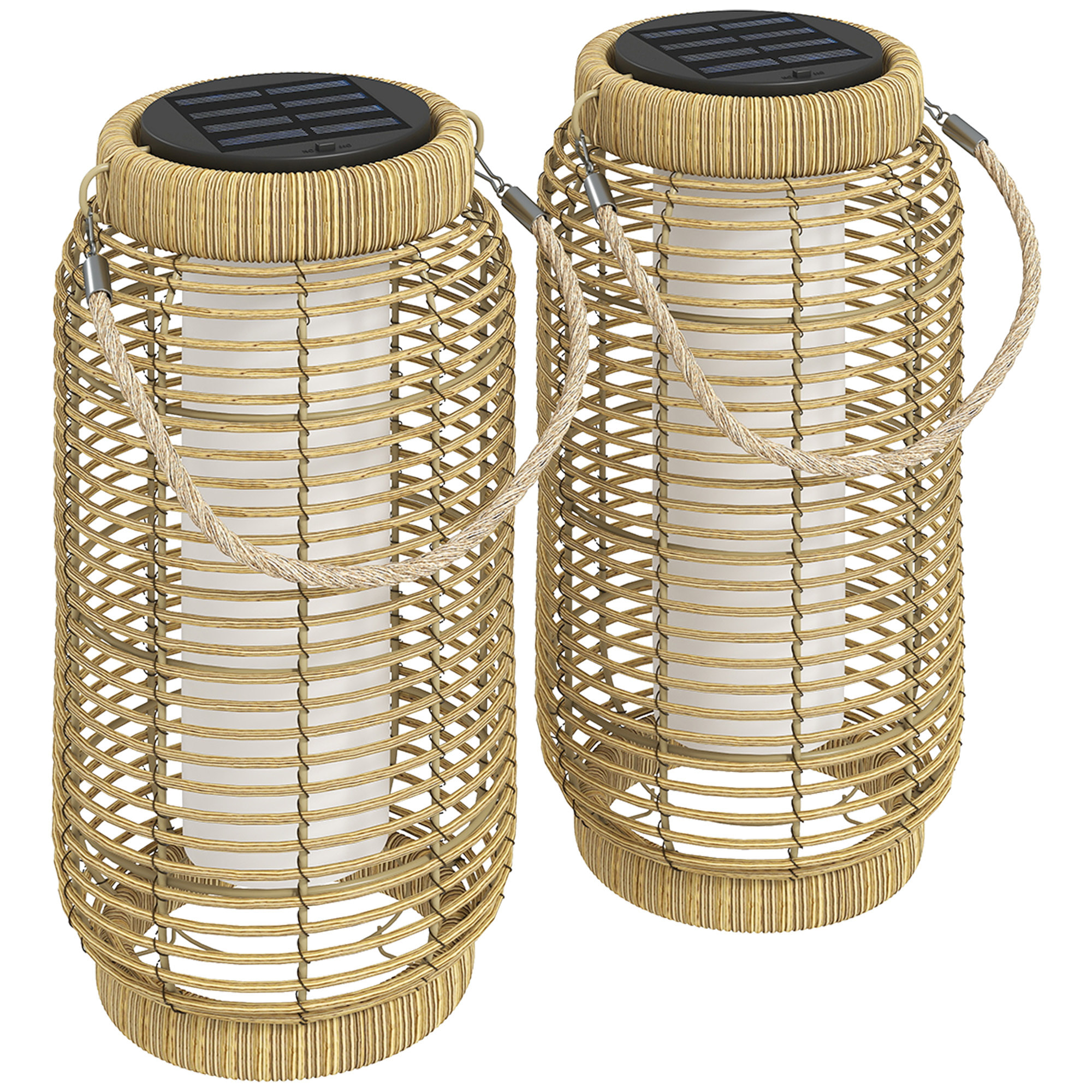 Lot de 2 lampadaires lanternes solaire LED marche/arrêt auto sable