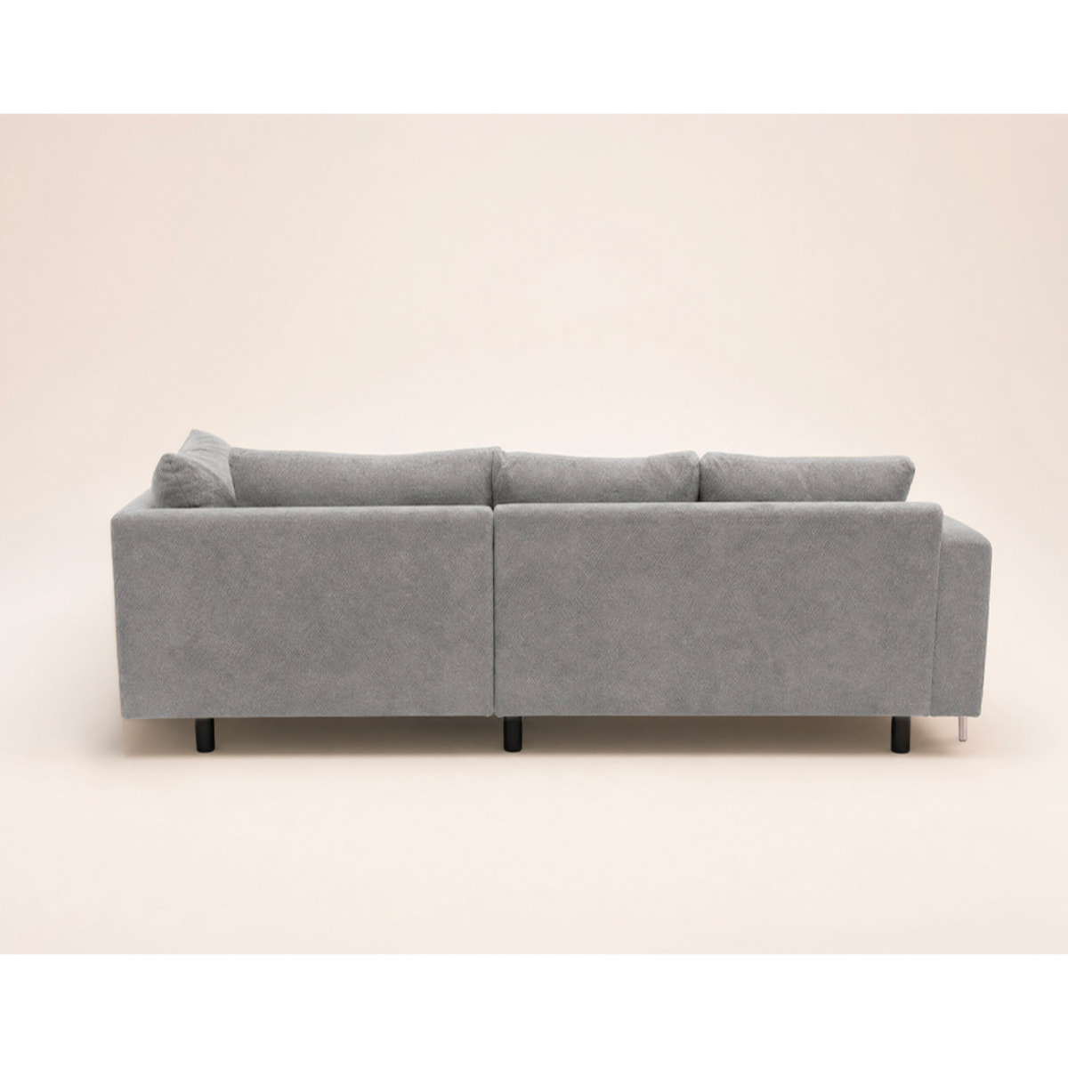 Gabin - Canapé d'angle droit 5 places en velours texturé - Gris clair