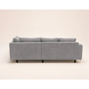 Gabin - Canapé d'angle droit 5 places en velours texturé - Gris clair