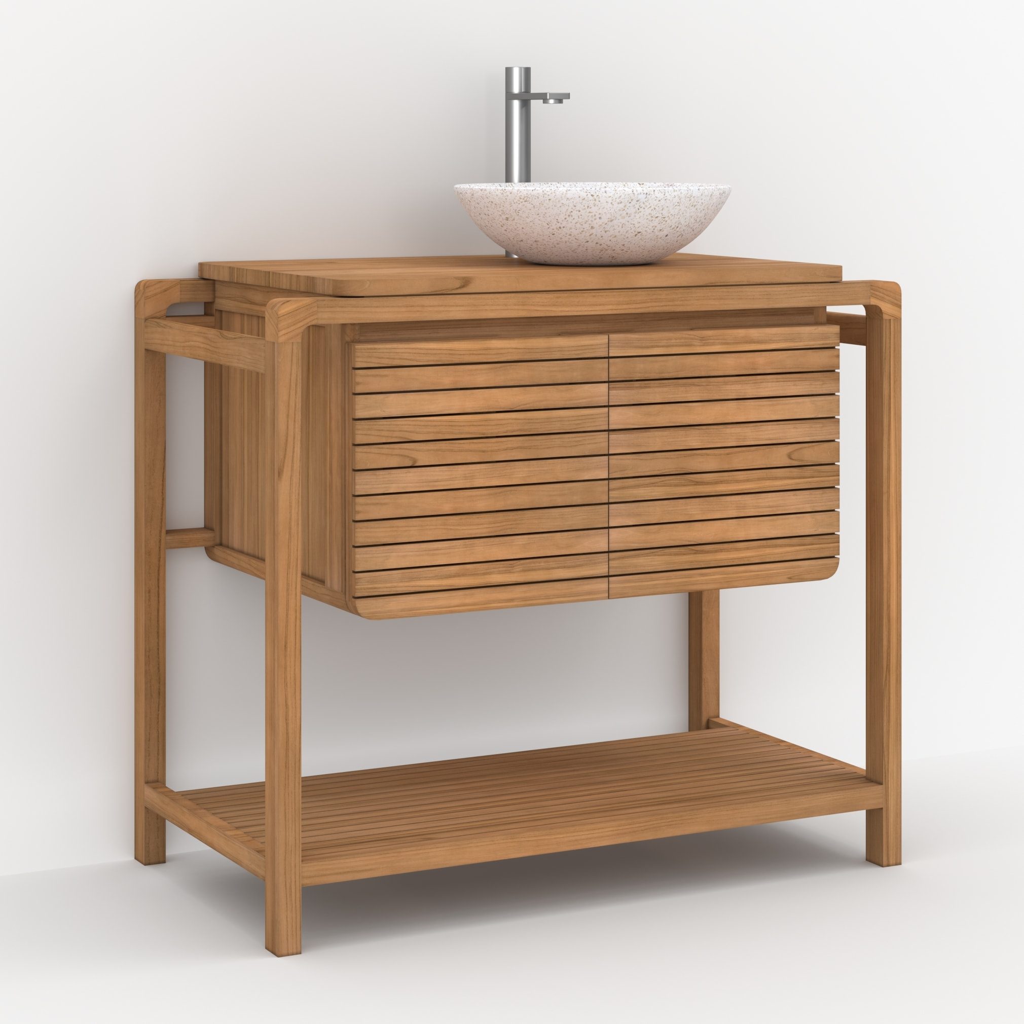 Meuble de salle de bain en bois de teck 90 cm - Lucette