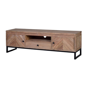 Mueble tv - madera de acacia y hierro - 160x40x50cm