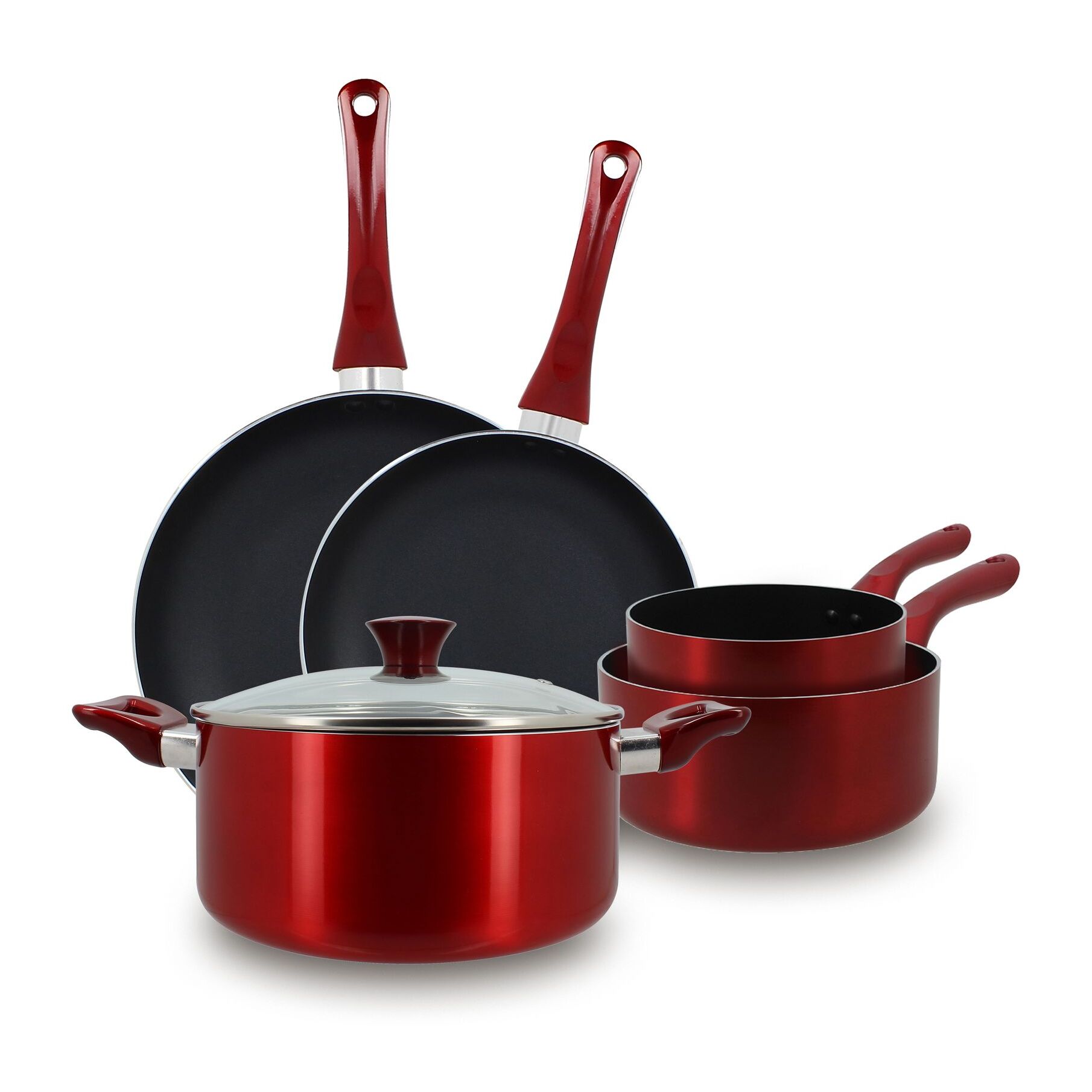 Batterie de cuisine 6 pièces aluminium rouge - tous feux CERISE