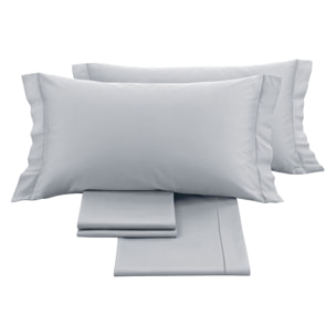 Completo letto in raso tinta unita grigio 100% cotone