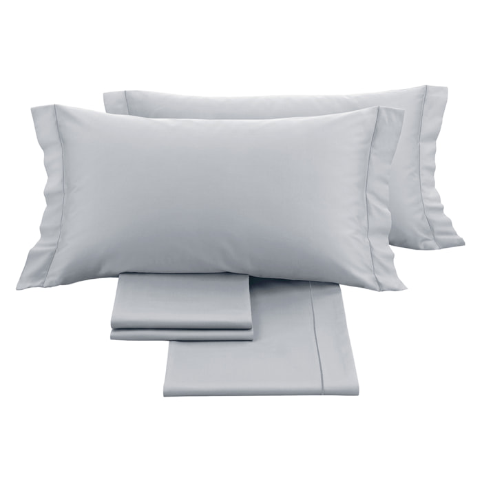Completo letto in raso tinta unita grigio 100% cotone
