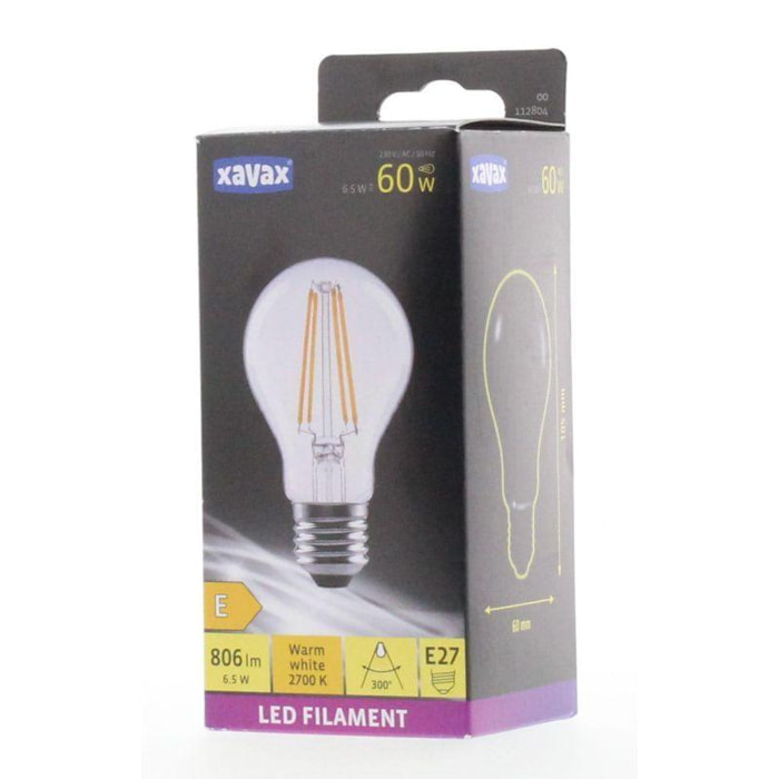 Ampoule XAVAX LED E27 6.5W CLAS