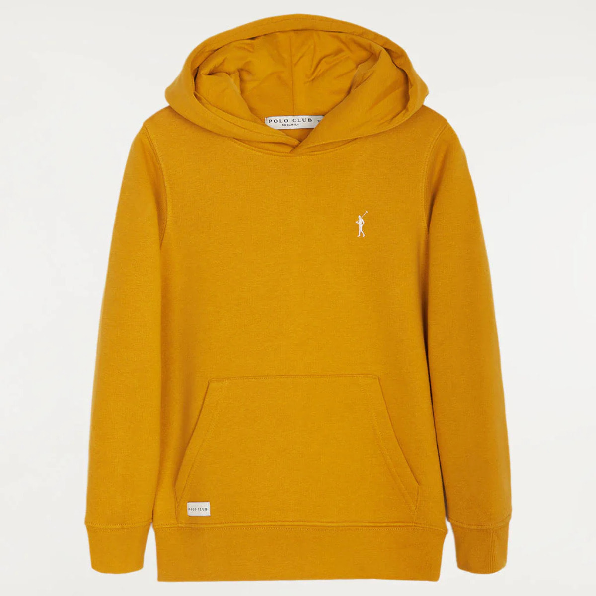 Sudadera orgánica kids con capucha ocre con logo bordado