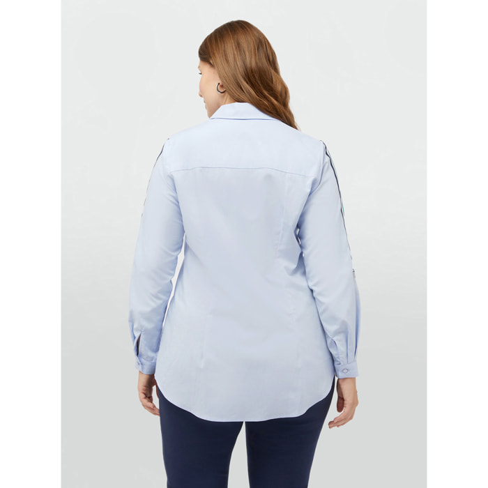 Fiorella Rubino - Camisa de TENCEL™ con cinta de rayas - Light - blue