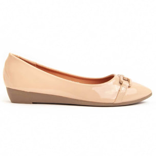 Bailarina De Cuña - Beige - Altura: 3 Cm