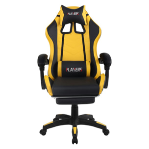 Poltrona gaming reclinabile con poggiapiedi gialla e nera