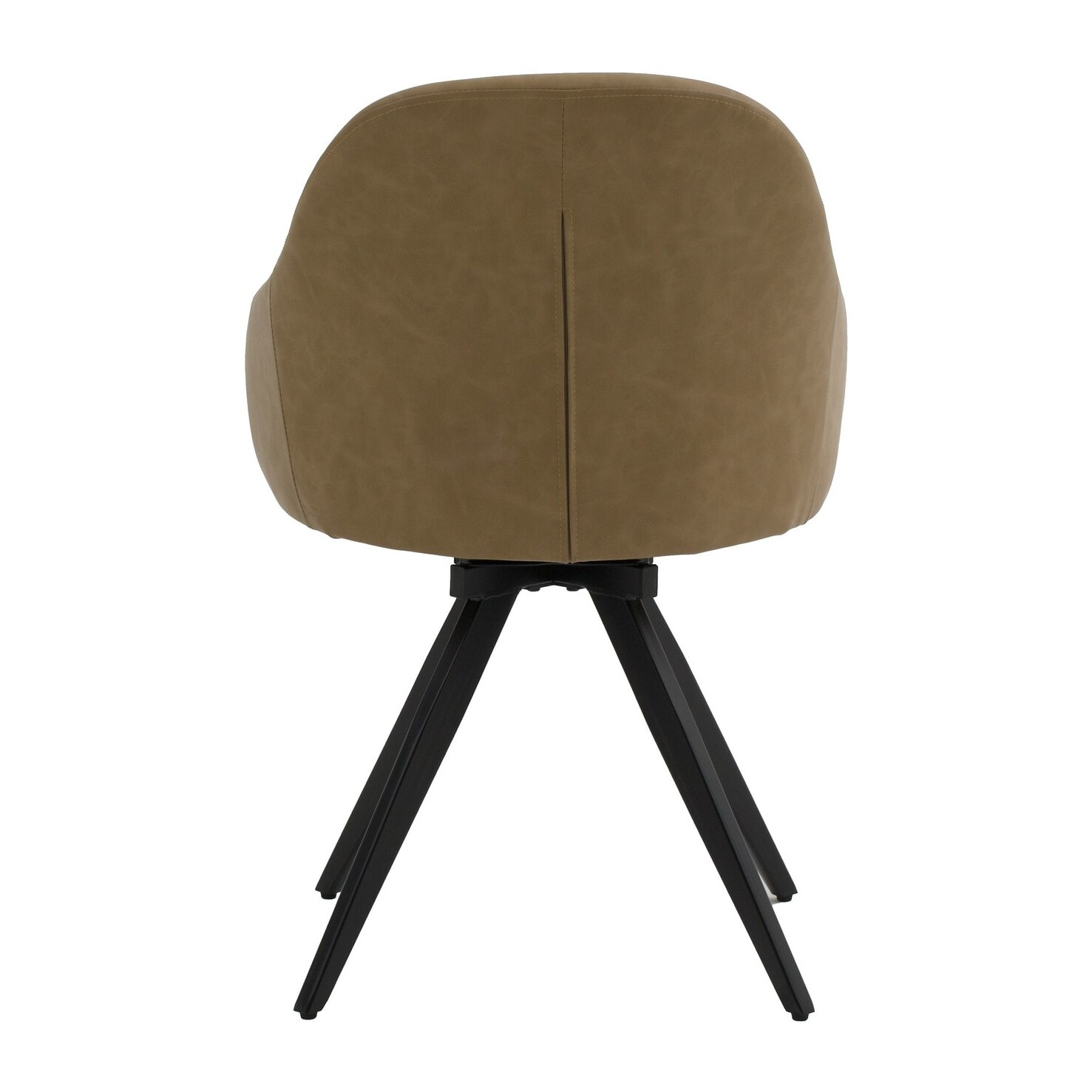 Set di 2 sedie girevoli COVENT in similpelle marrone e gambe in metallo nero, con braccioli