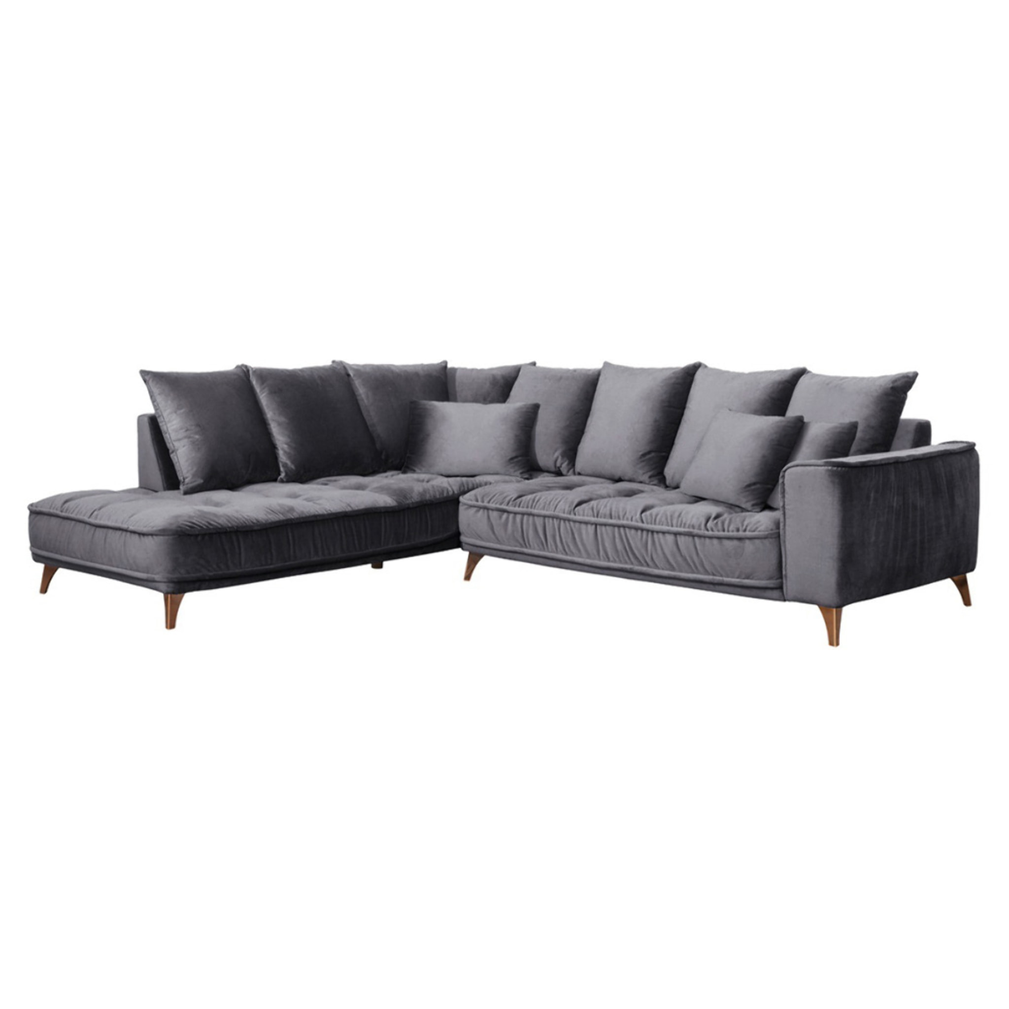 Canapé d'Angle Gauche Velours Altamo, 4 Places, Housse Déhoussable, Style Scandinave