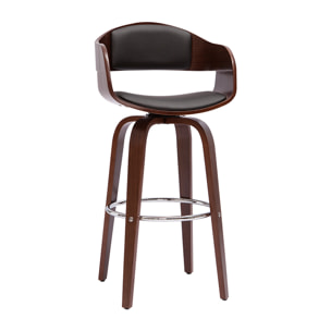 Tabourets de bar vintage pivotants 360° noyer H67.5 cm (lot de 2) GAO