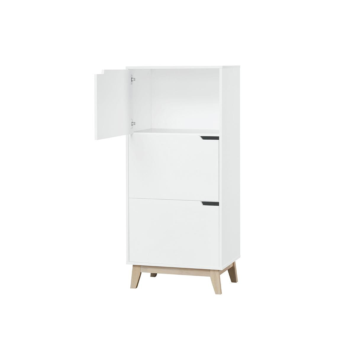 Miliboo Meuble de rangement haut blanc et bois clair 3 portes L60 cm