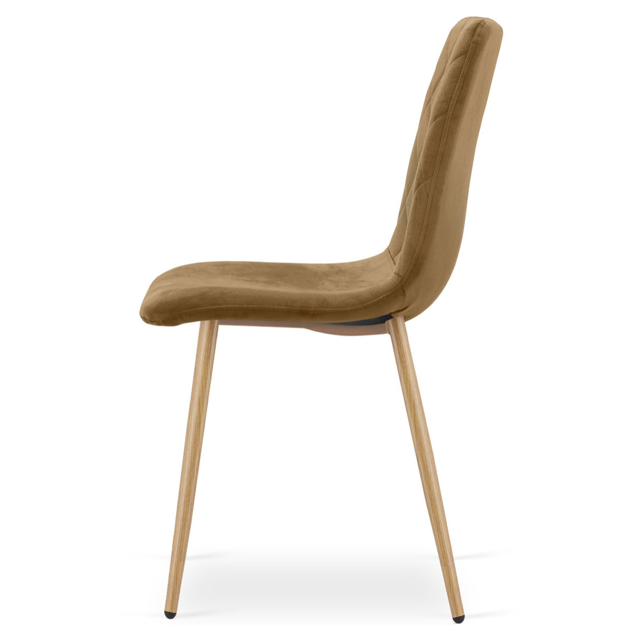 Sedia Turin in velluto marrone con gambe effetto legno