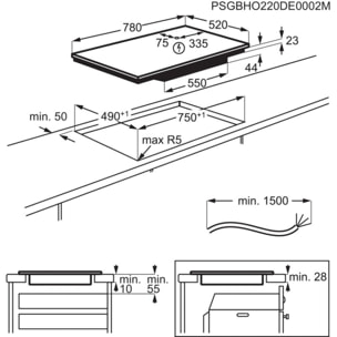 Plaque induction ELECTROLUX EIV85456 80cm - Zone Modulable Flex