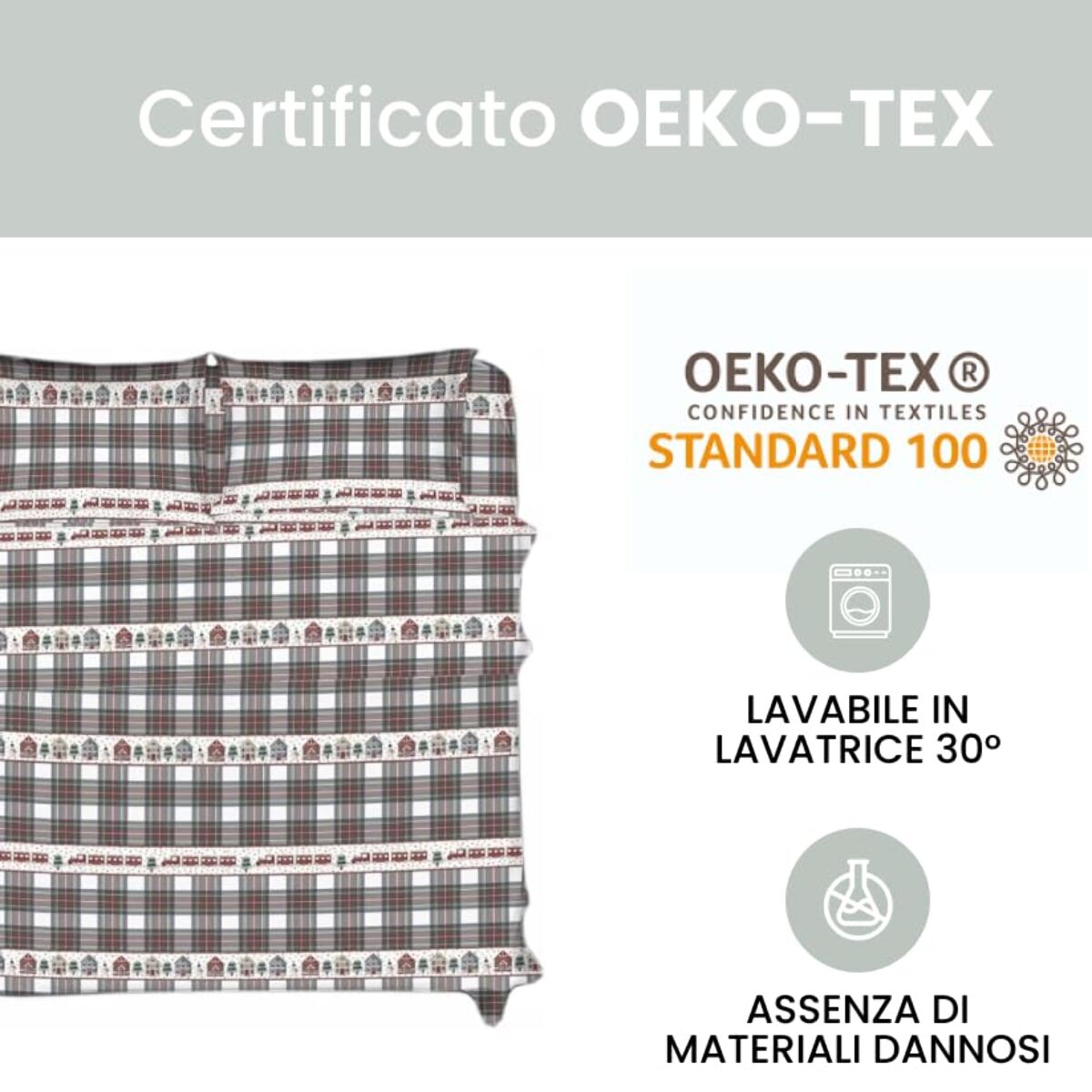 Completo lenzuola in cotone - BEIGE SCOZZESE