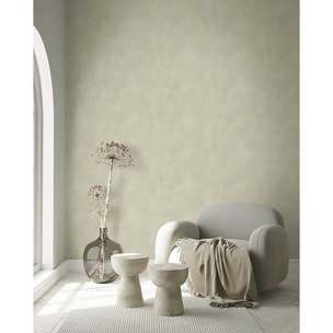 Papier peint uni effet enduit beige ivoire