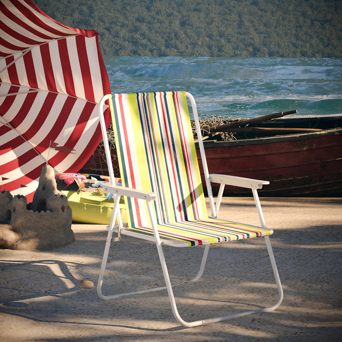 Sedia Pieghevole Da Spiaggia Campeggio Camping Leggera E Resistente In Metallo In Tessuto Oxford 600D Con Braccioli Seggiola Verde Blu Rosso