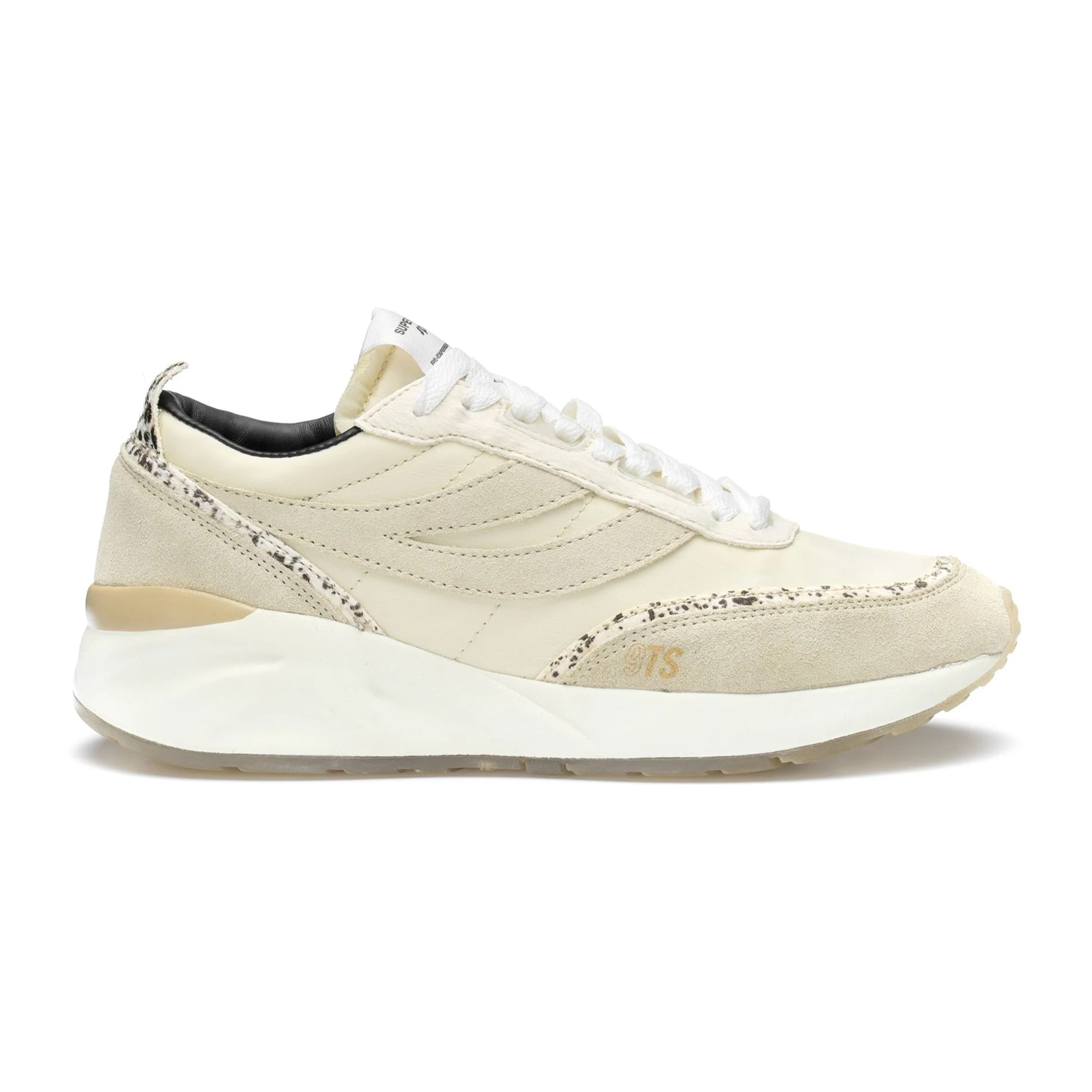 Sneakers Superga Uomo Donna Beige 4089 TRAINING 9TS SLIM CALFHAIR DETAILS