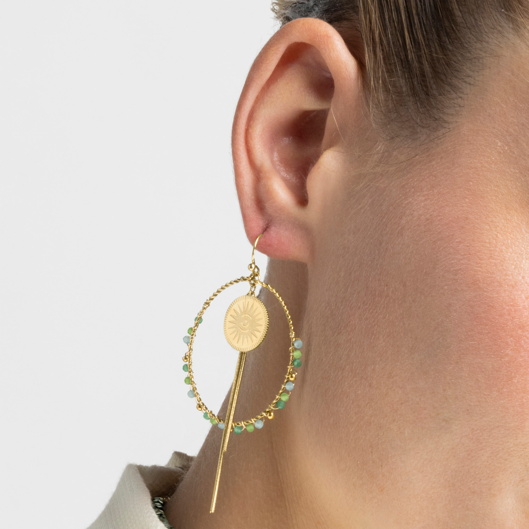 Pendientes con Cristal Multicolor acabado oro 18k
