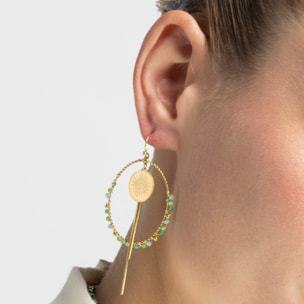 Pendientes con Cristal Multicolor acabado oro 18k