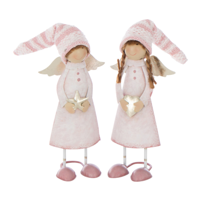 J-Line figurine Ange Ster - polyrésine - rose/or - small - 3 pcs