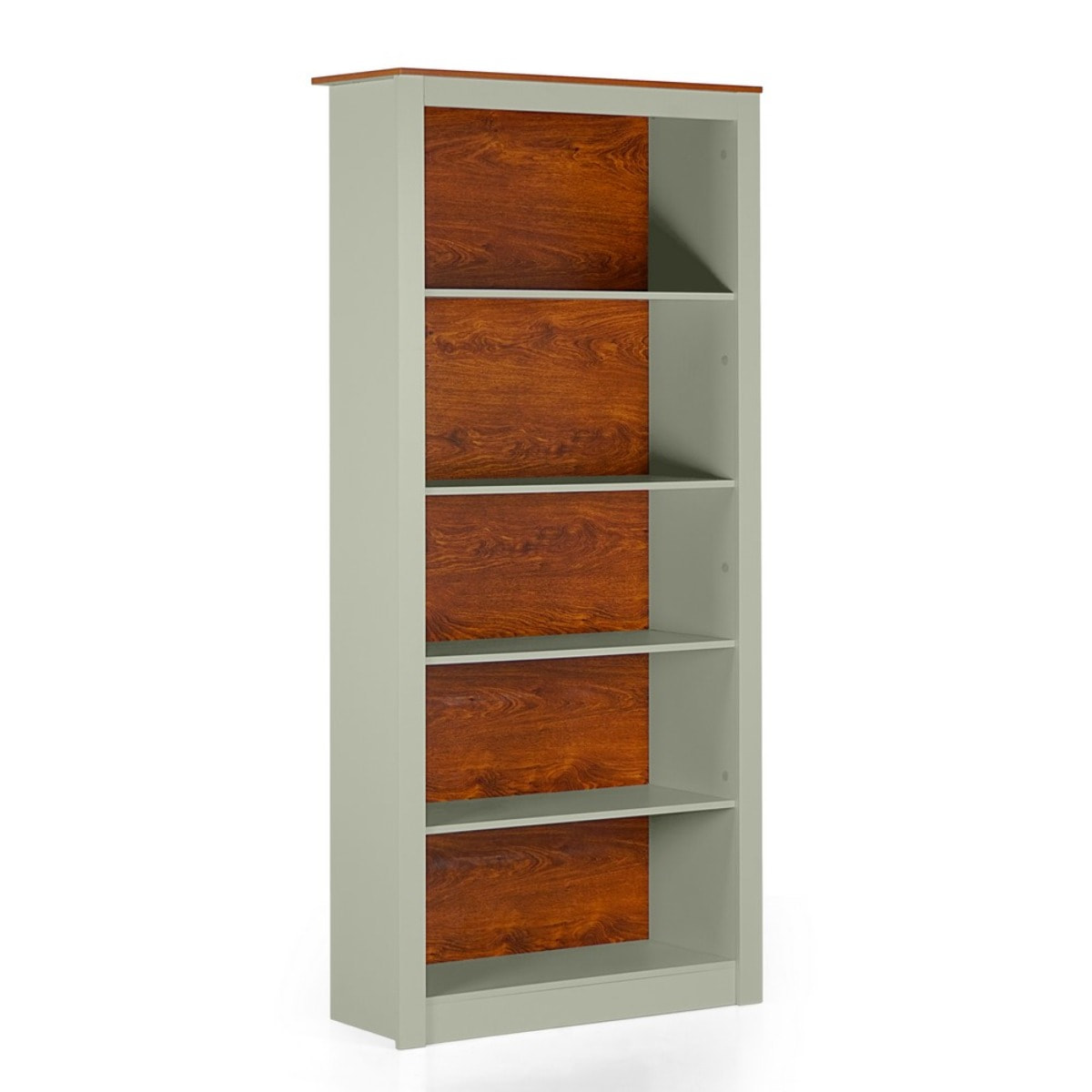 Mobile libreria 5 ripiani color salvia 90x36x198 cm - Ginevra