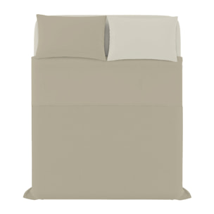 COMPLETO LETTO NATURAL COLOR, 100% Cotone, Made in Italy - TORTORA/PANNA