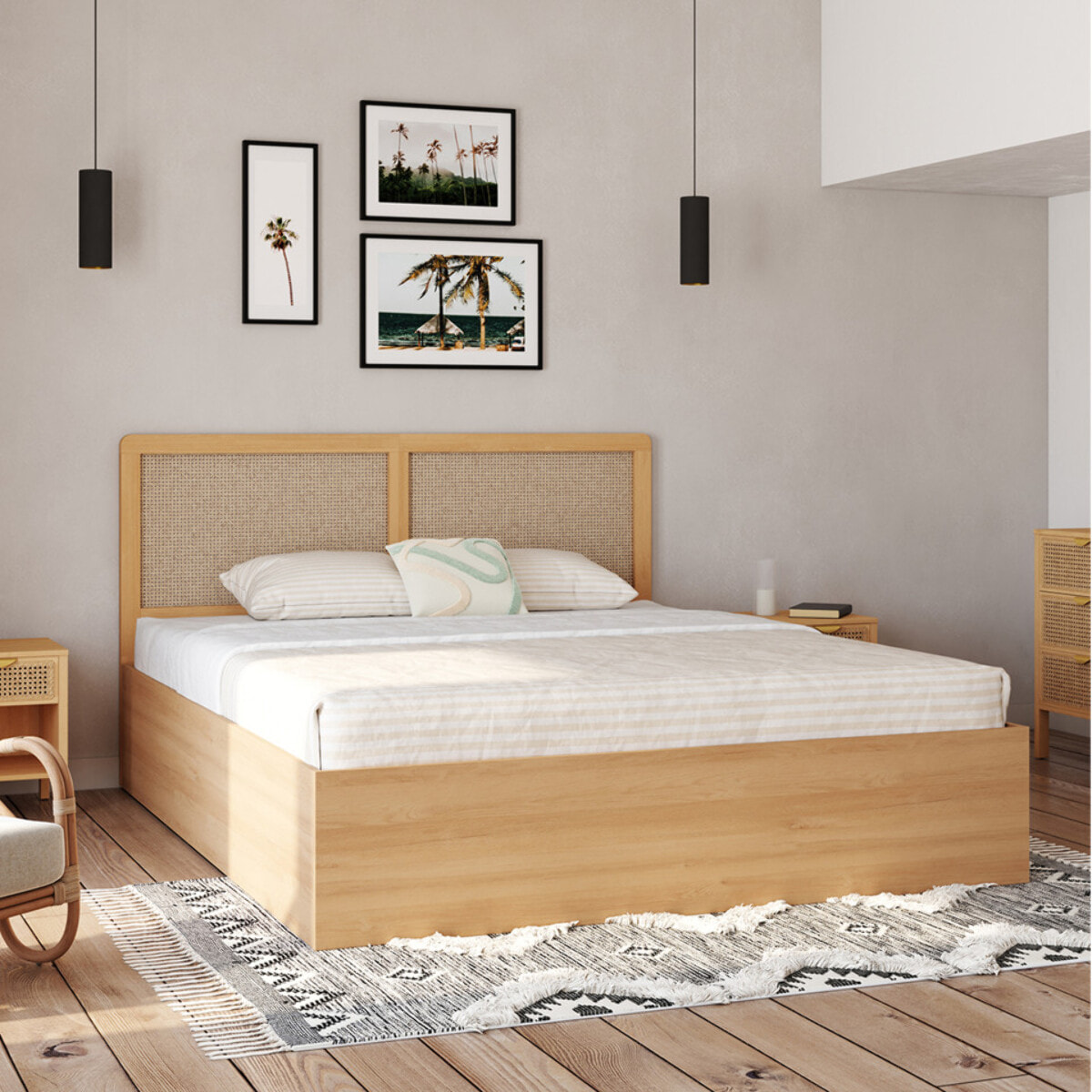 Lit coffre Eve 160x200cm cannage