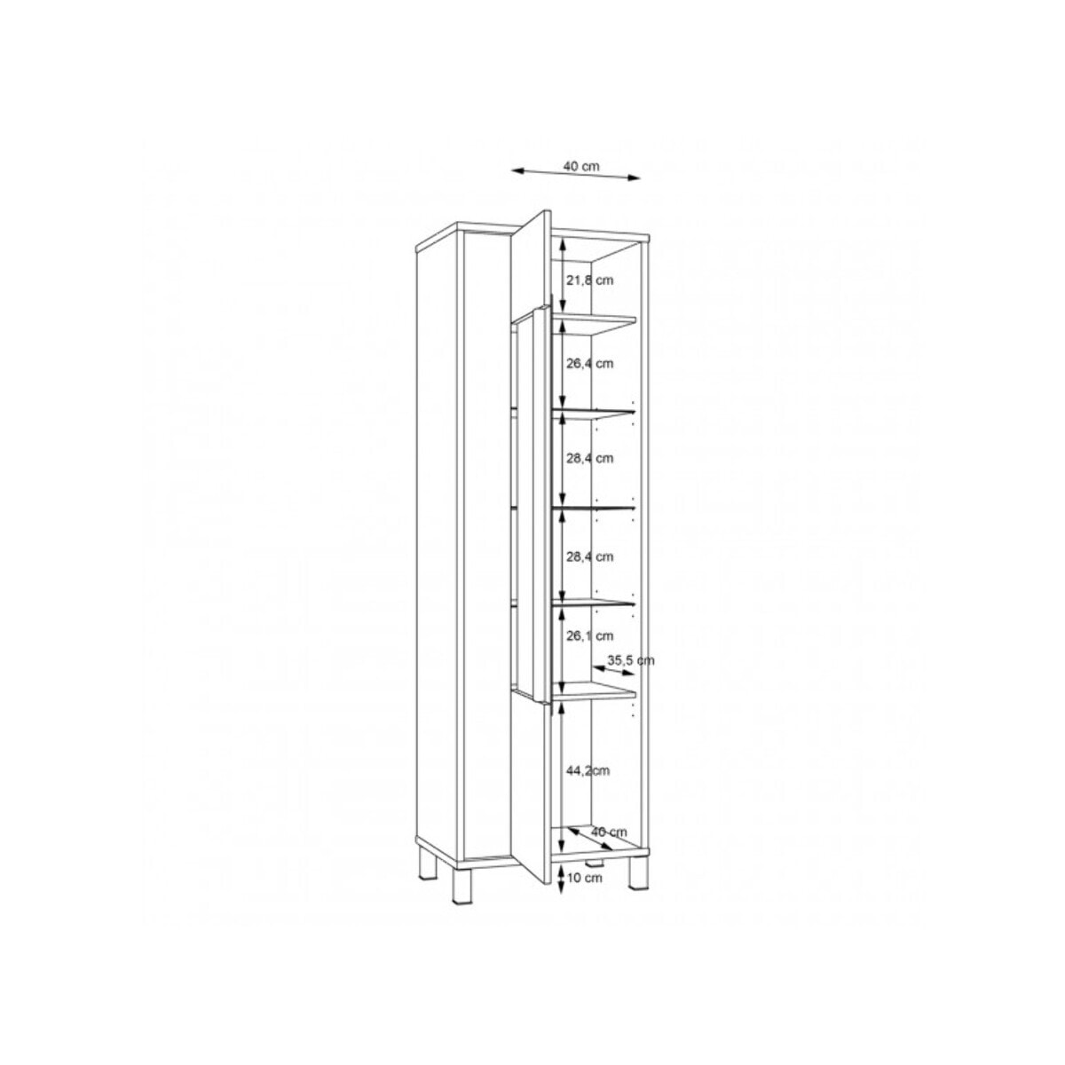 Vitrine haute H.194 cm en bois effet chêne et noir - YAL